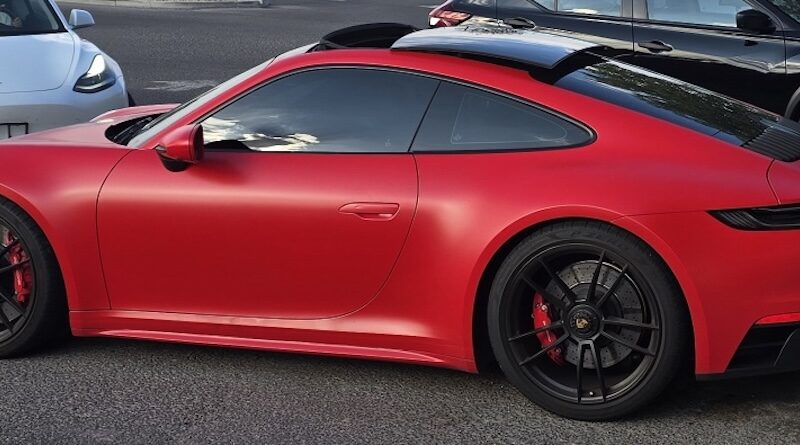 Happy Parking Spot: Matte Red Porsche 911 GTS Spotted At Starbucks