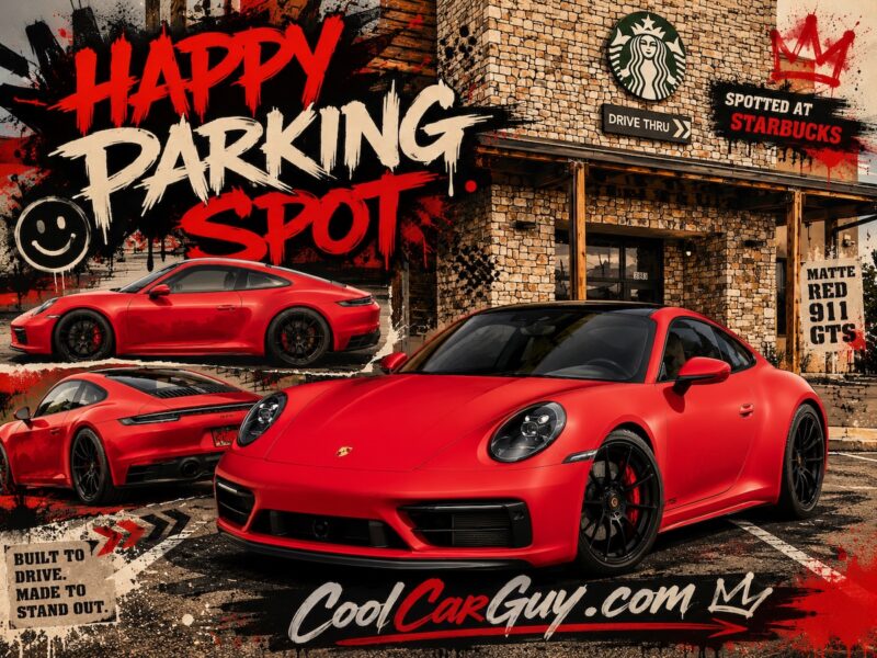 Happy Parking Spot: Matte Red Porsche 911 GTS Spotted At Starbucks